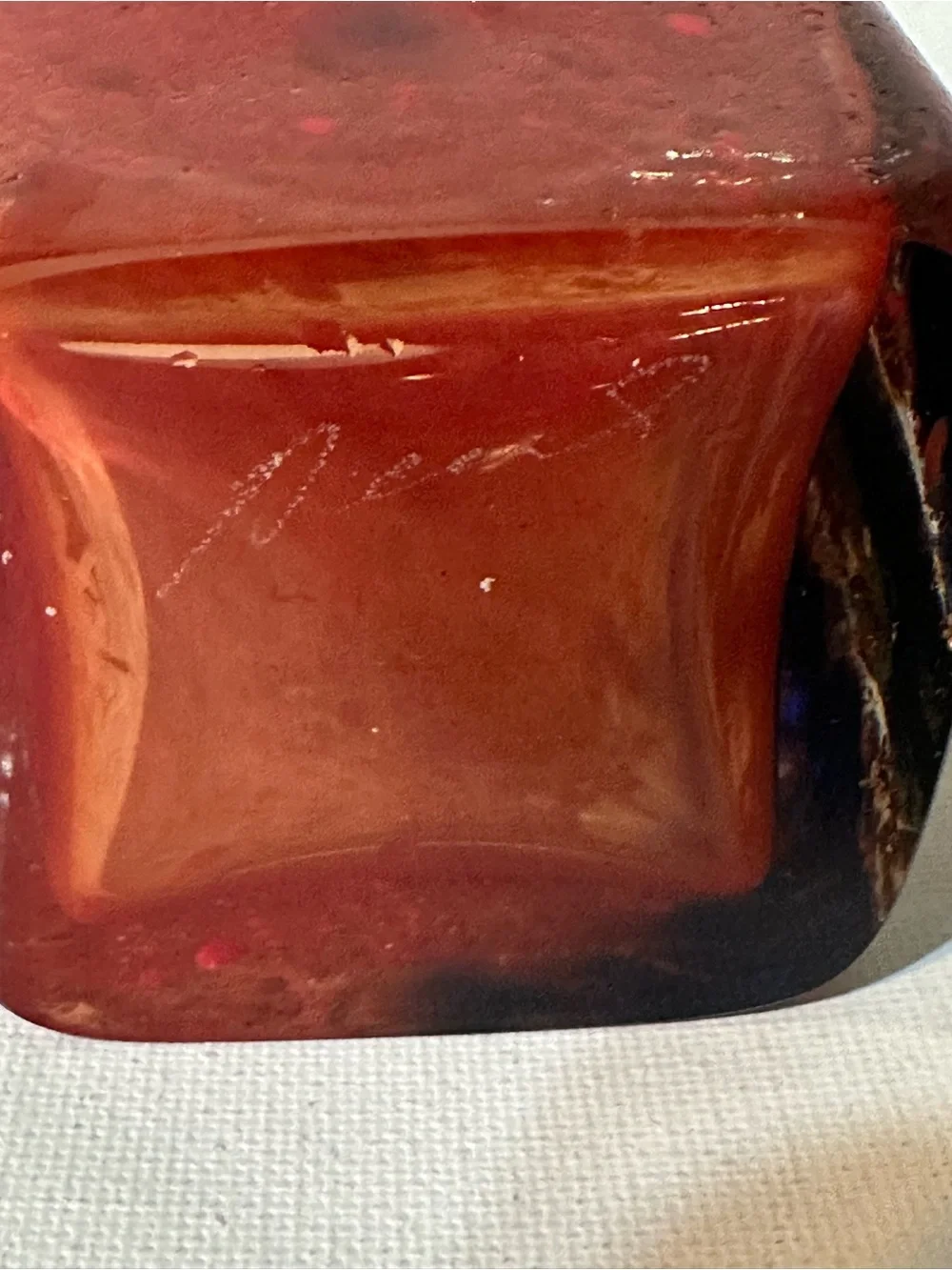 Atelier Beranek Signed Bohemian Art Glass Czech Republic Red